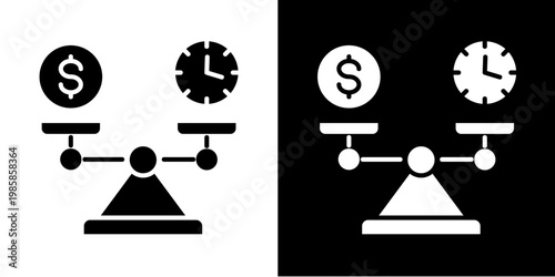 Cost-Benefit Analysis Icon Set White Glyph Style Collection 