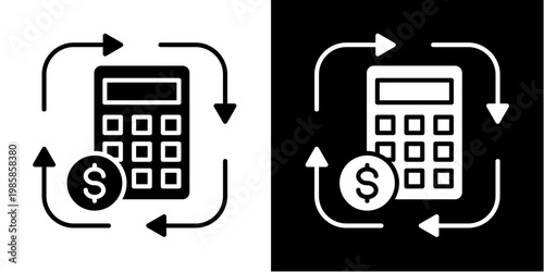 Roi Calculation Icon Set White Glyph Style Collection 