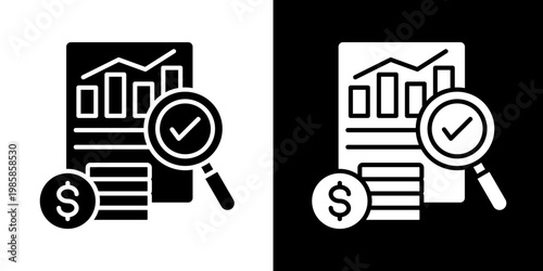 Profitability Analysis Icon Set White Glyph Style Collection 