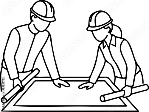Business people including a man and woman in a wheelchair work together in an office cartoon illustration featuring a professional person silhouette and drawing art