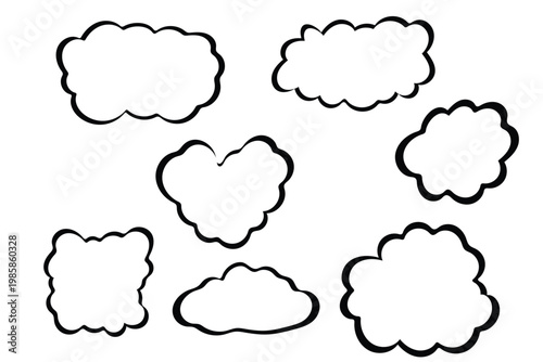 Hand Drawn Cloud Outline Icon Set Doodle Cloud Shapes Vector Collection