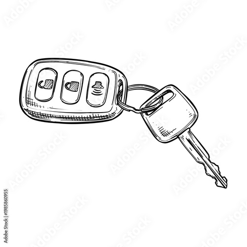 car key remote vector line art hand drawn illustration