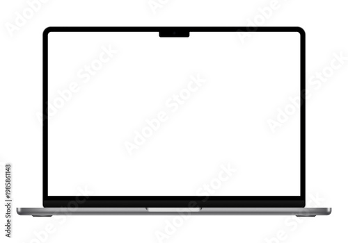Isolated space gray laptop or thin ultrabook mockup template without screen. Without background. PNG. Front view. Only frames
