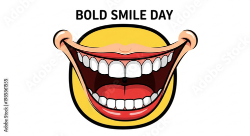 Smiling face with open mouth and white teeth on bold smile day