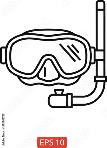 Scuba diving mask and snorkel vector icon for underwater exploration