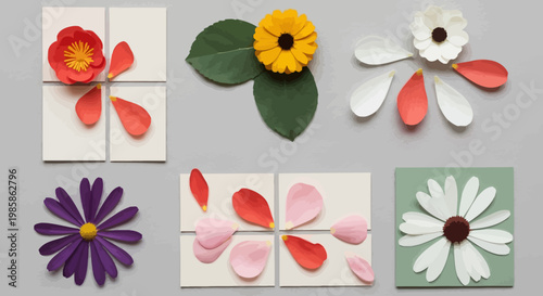Colorful flower designs on ceramic tiles.