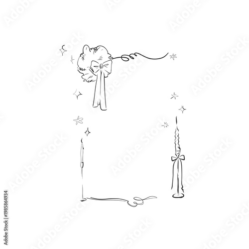 Hand drawn vector abstract outline,graphic,line vintage celebration ornament party frame in drawing elegant style.Elegant decoration vintage outline design isolated.Birthday,Christmas,Party frame.