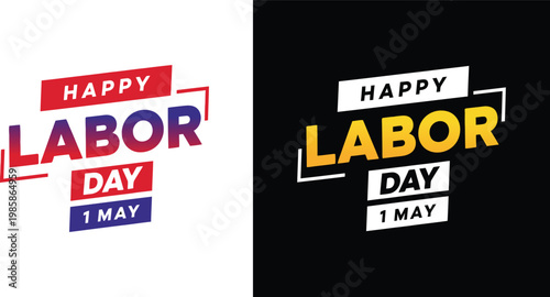 Happy labor day typography design two versions for light and dark backgrounds
