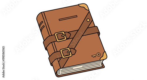 Brown leather bound travel journal book.