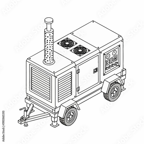 Industrial Generator Unit on Trailer with Exhaust Stack.