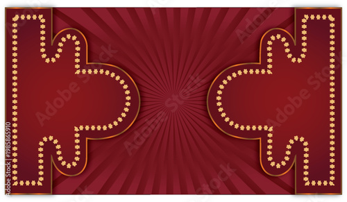 Luxury red ornamental frame background with golden floral borders elegant vintage banner design template.