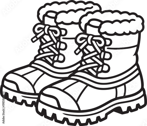 Pair of insulated winter boots with fluffy trim and laces for cold weather adventures