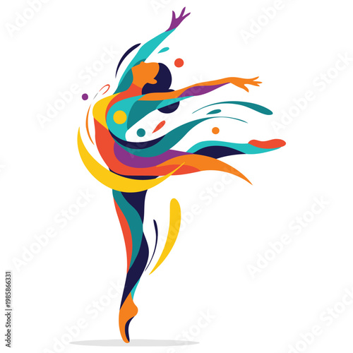 Vibrant dancer illustration celebrates World Dance Day! Bold colors and dynamic movement create a striking, modern design. Perfect for promotional materials.