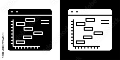 Gantt Chart  Icon Set White Glyph Style Collection 
