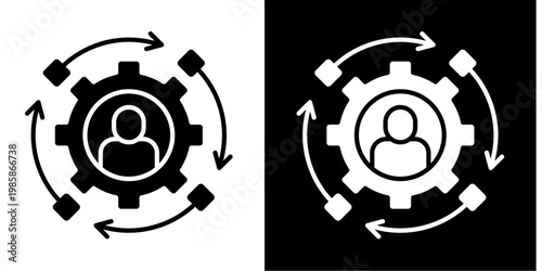 Change Management  Icon Set White Glyph Style Collection 
