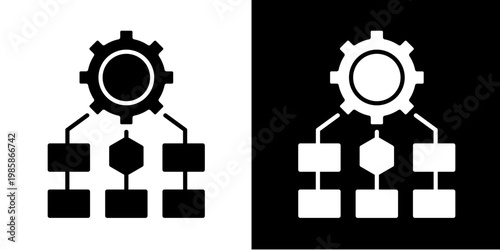 Process Mapping  Icon Set White Glyph Style Collection 
