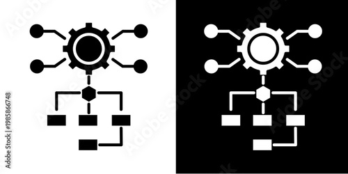 Workflow Diagram  Icon Set White Glyph Style Collection 
