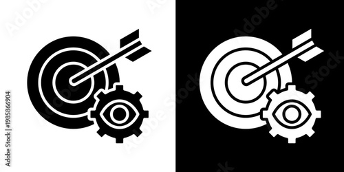 Vision And Mission  Icon Set White Glyph Style Collection 
