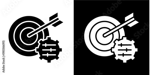 Goal Setting  Icon Set White Glyph Style Collection 
