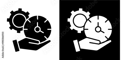 Time Management  Icon Set White Glyph Style Collection 

