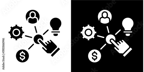 Resource Allocation  Icon Set White Glyph Style Collection 
