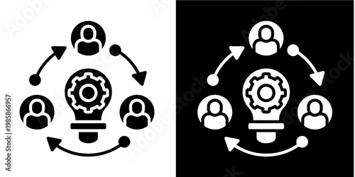 Team Collaboration  Icon Set White Glyph Style Collection 
