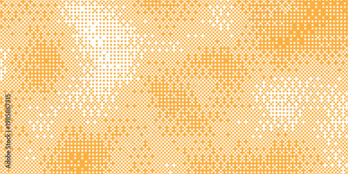 Abstract warm orange pixelated background radiates modern energy with glowing gradients and vibrant pixel clusters, background design