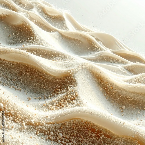 Abstract Sandy Landscape With White Swirls and Golden Accents in a Wavy Pattern