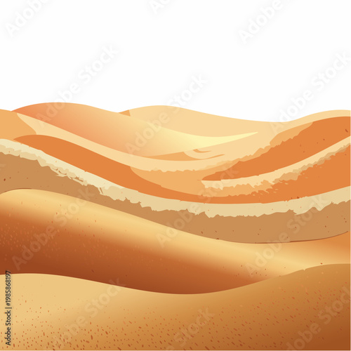 Weite goldene Sanddünen erstrecken sich in sanften, geschwungenen Formen durch die Wüste.