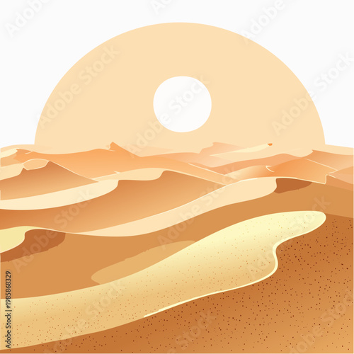 Weite goldene Sanddünen erstrecken sich in sanften, geschwungenen Formen durch die Wüste.