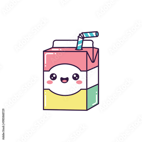 Colorful Cartoon Juice Box Character.