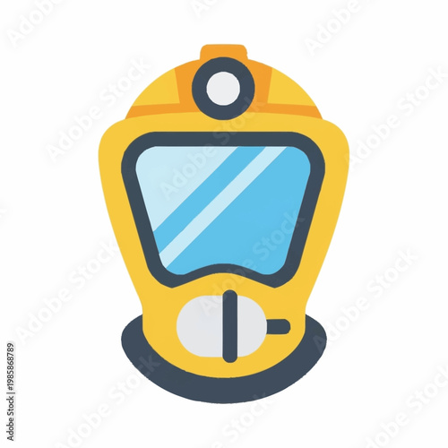 Yellow Diving Mask with Blue Glass and Light.