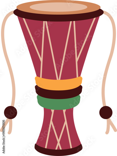 Brown wooden african drum for folk dance and percussion vector