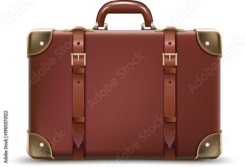 Brown leather office bag set for business men and students vector
