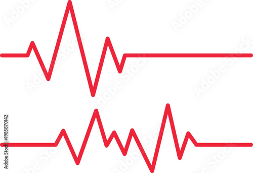 Cardiovascular health symbols red with pulse heartbeat lines vector