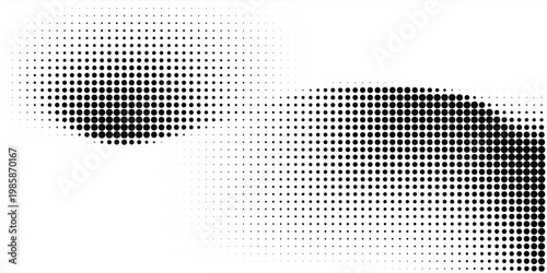 Dot grid pattern vector illustration. Simple black white point background with small and large polka dots. Abstract futuristic dotted mesh with gradient effect
