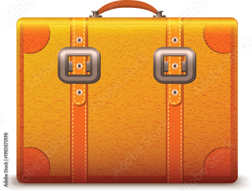 Classic leather satchel bags with straps for work and documents vector