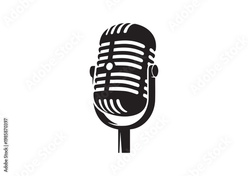 Retro Mic icon, Retro Mic Silhouette vector