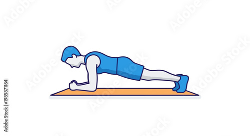 Man doing plank exercise on mat.