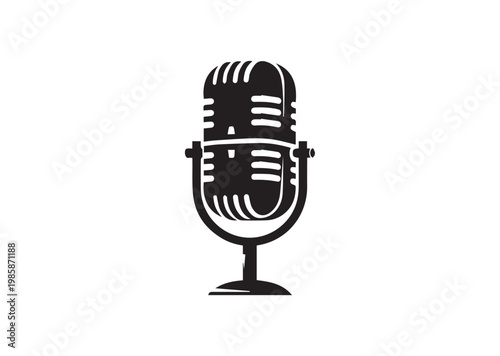 Retro Mic icon, Retro Mic Silhouette vector
