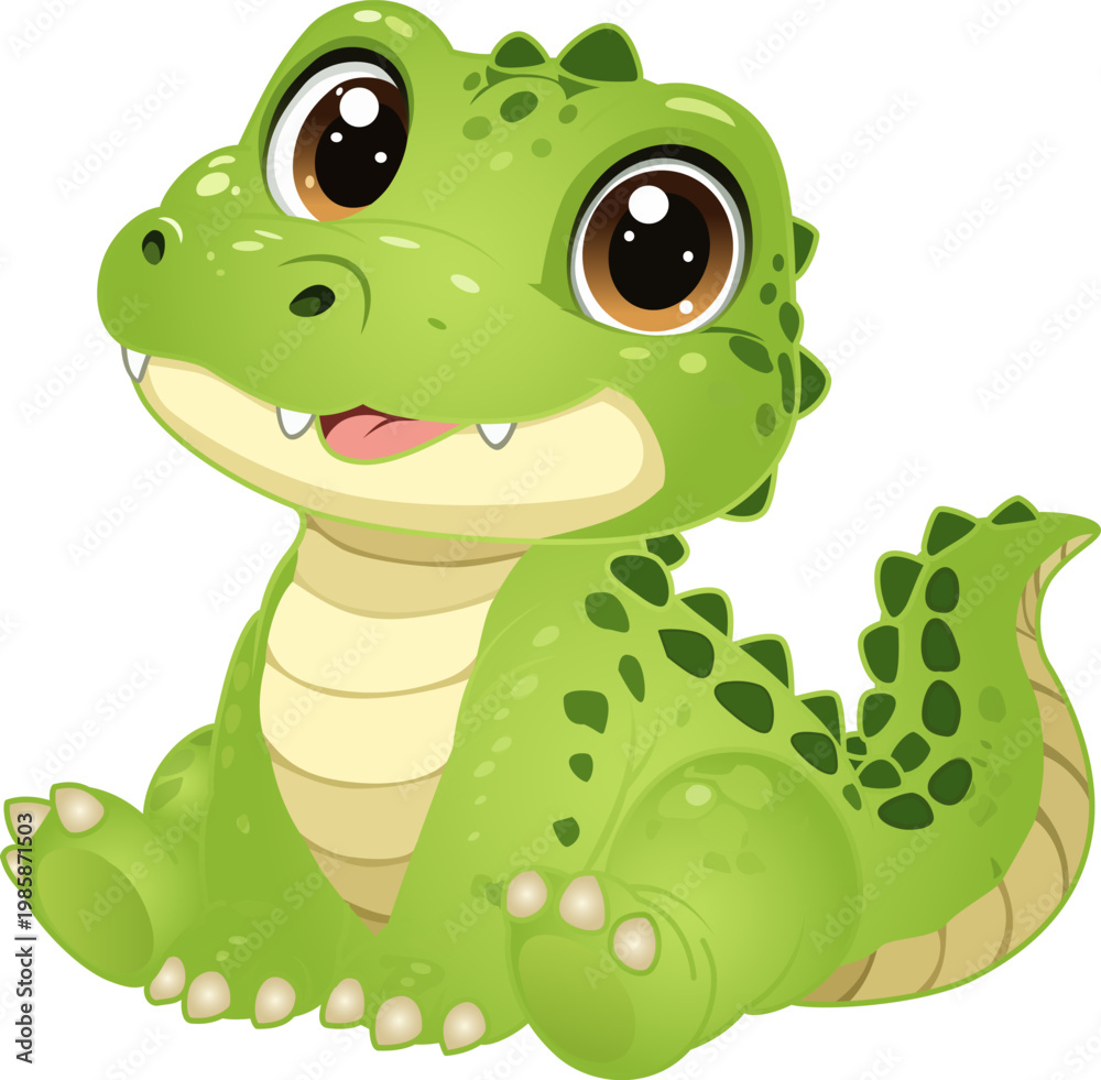 Fototapeta premium Sitting Baby Crocodile Kids Nursery Design