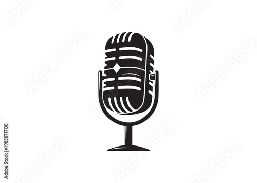 Retro Mic icon, Retro Mic Silhouette vector