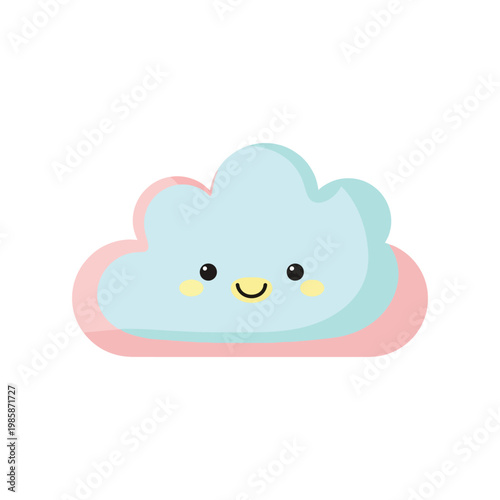 Cute Cloud Character With Smiling Face.
