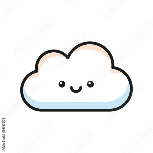 Smiling Cartoon Cloud Character Face.