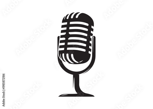 Retro Mic icon, Retro Mic Silhouette vector
