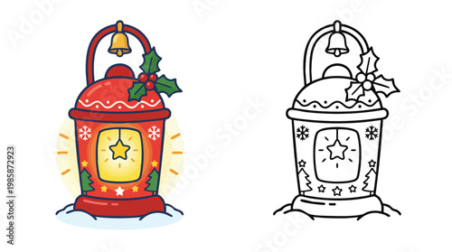 Christmas Lantern Coloring Page Design for Holiday Art Activities