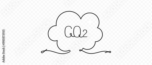 Continuous line art Co2. Co2 emissions