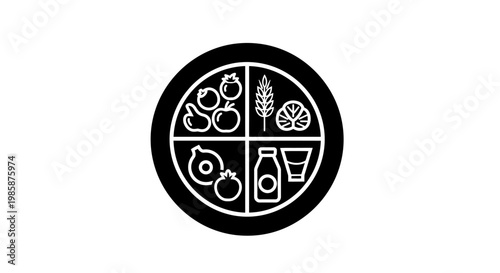 Balanced Diet Plate Icon Graphic.