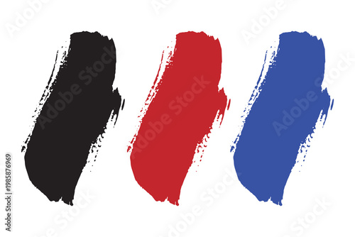 Three colorful brush strokes