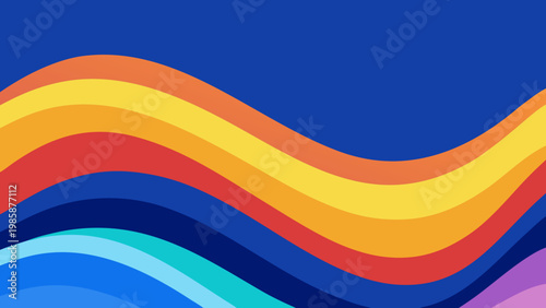 Vibrant waves in a gradient of blue, green, and orange hues blending seamlessly together